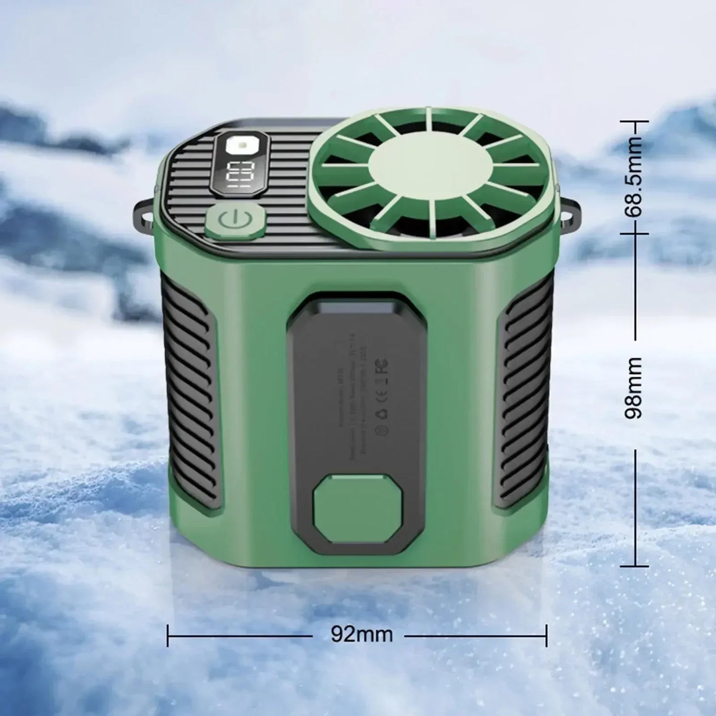 3600 MAh bærbar taljeventilator - kraftig vind, halsventilator med powerbank og LED-belysning til udendørs sport og arbejde