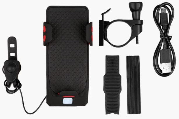 4-I-1 mobilholder, powerbank, lys og horn