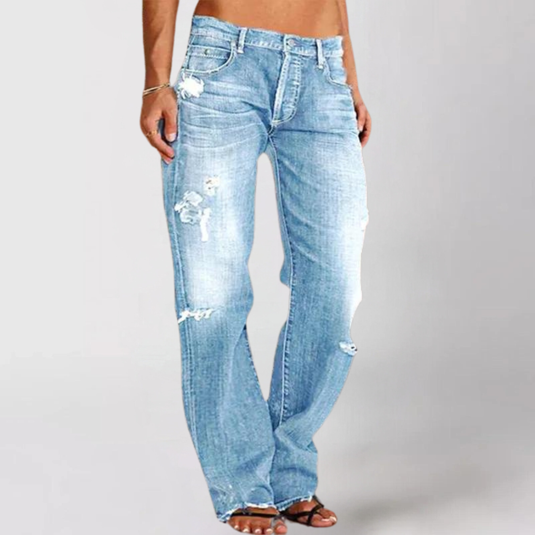 Afslappede denimjeans med brede ben