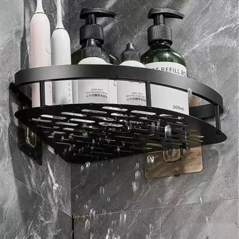 Aluminium hjørnehylde til badeværelset – funktionel organizer til shampoo og tilbehør