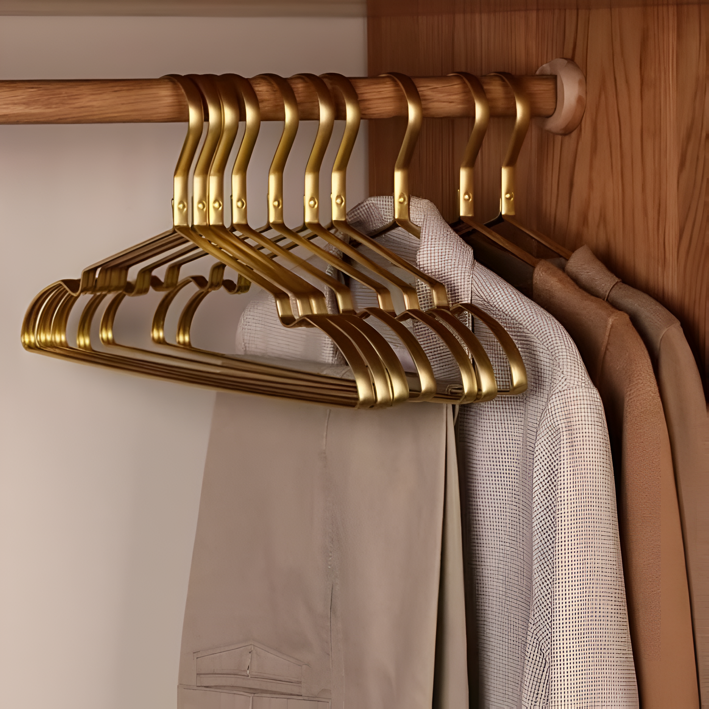 Aluminiumsbøjler med skridsikker finish – pladsbesparende, slankt design der sikrer holdbar organisering af garderoben