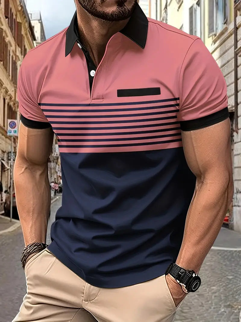 Åndbar stribet poloshirt