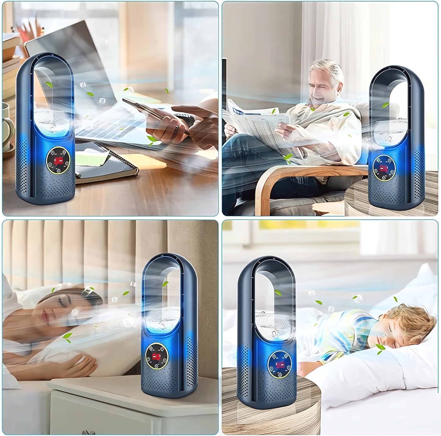 Bærbar, støjsvag luftkøler og bladeløs ventilator