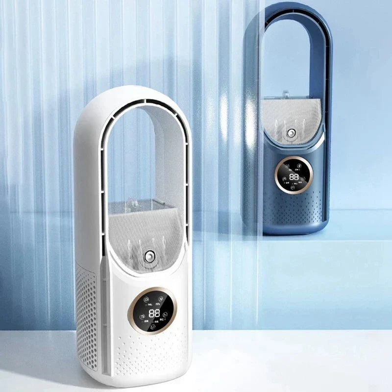 Bærbar USB-vingeløs luftkøler – Støjsvag 6-trins elektrisk ventilator med timer og luftfugter