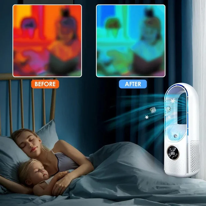 Bladløs, lydløs, bærbar aircondition