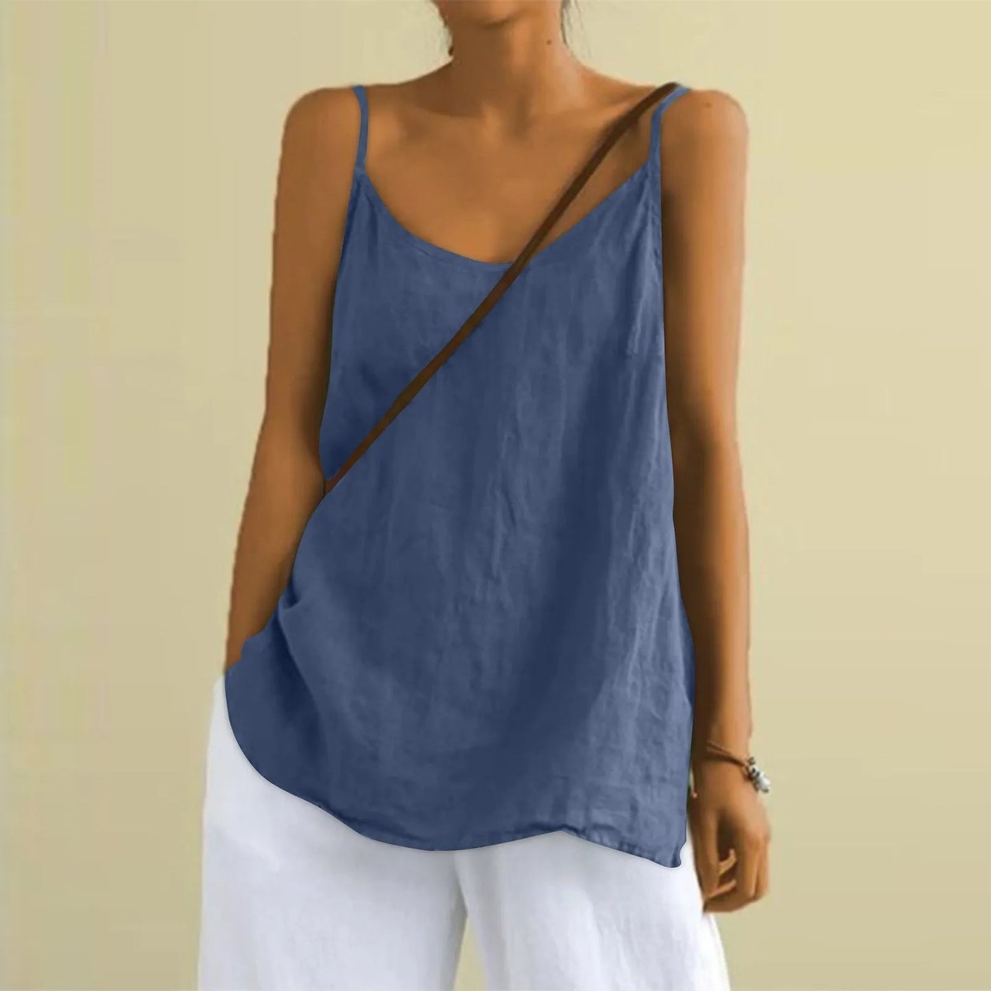 Camisoletop med V-hals til damer