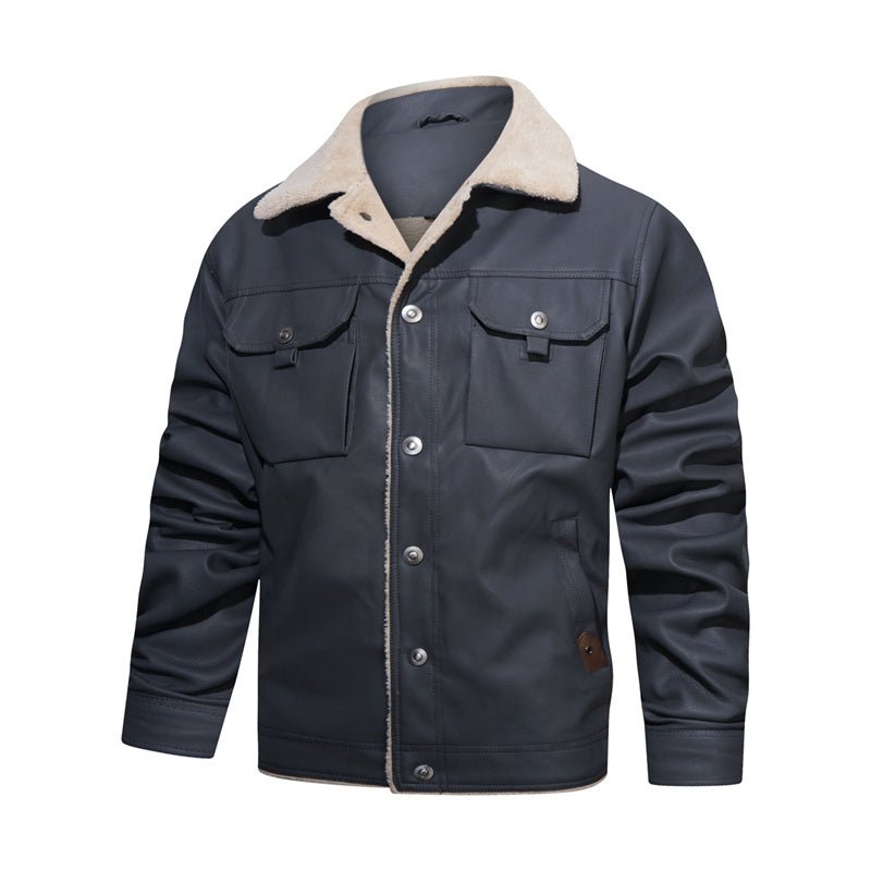 Casual herrejakke med sherpakrave