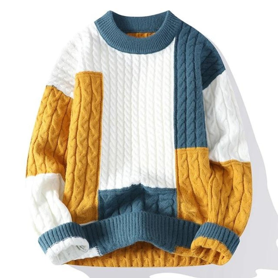 Colorblock-striktrøje med rund hals til mænd