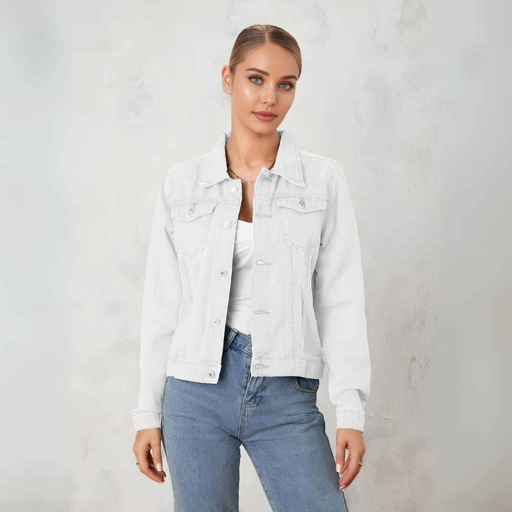 Denimjakke i standard pasform til damer