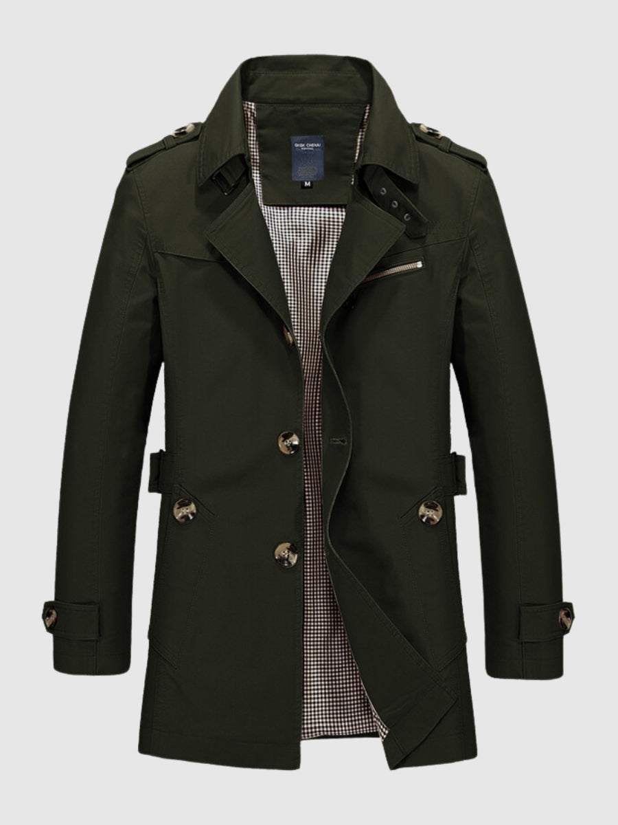 Dobbeltradet herretrenchcoat
