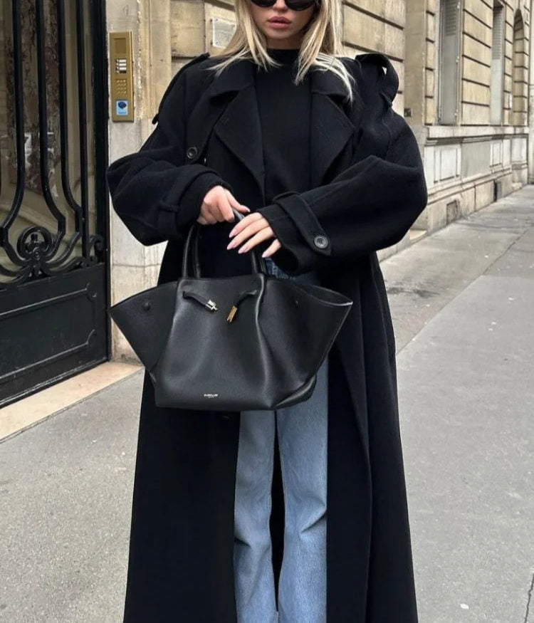 Dobbeltradet trenchcoat til damer