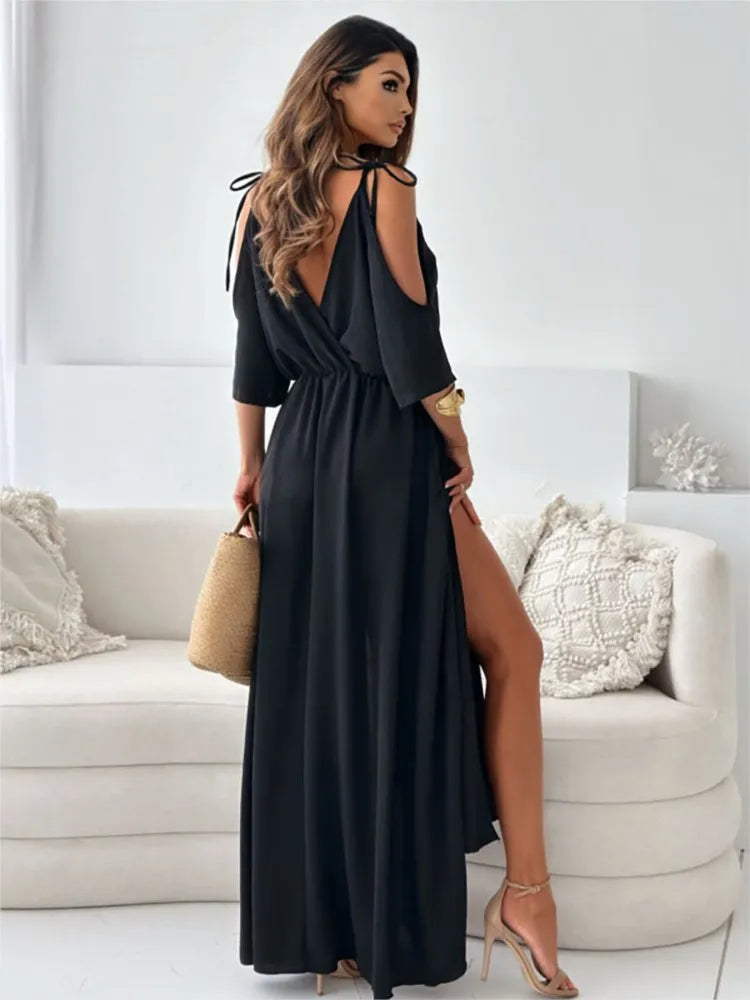 Elegant cold shoulder-maxikjole