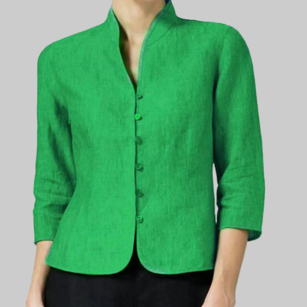 Elegant damebluse med ståkrave