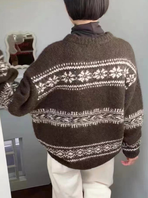 Fair Isle-striktrøje i relaxed fit til damer
