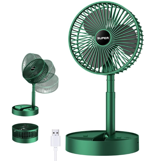 Genopladelig ventilator - vippebar og kraftfuld