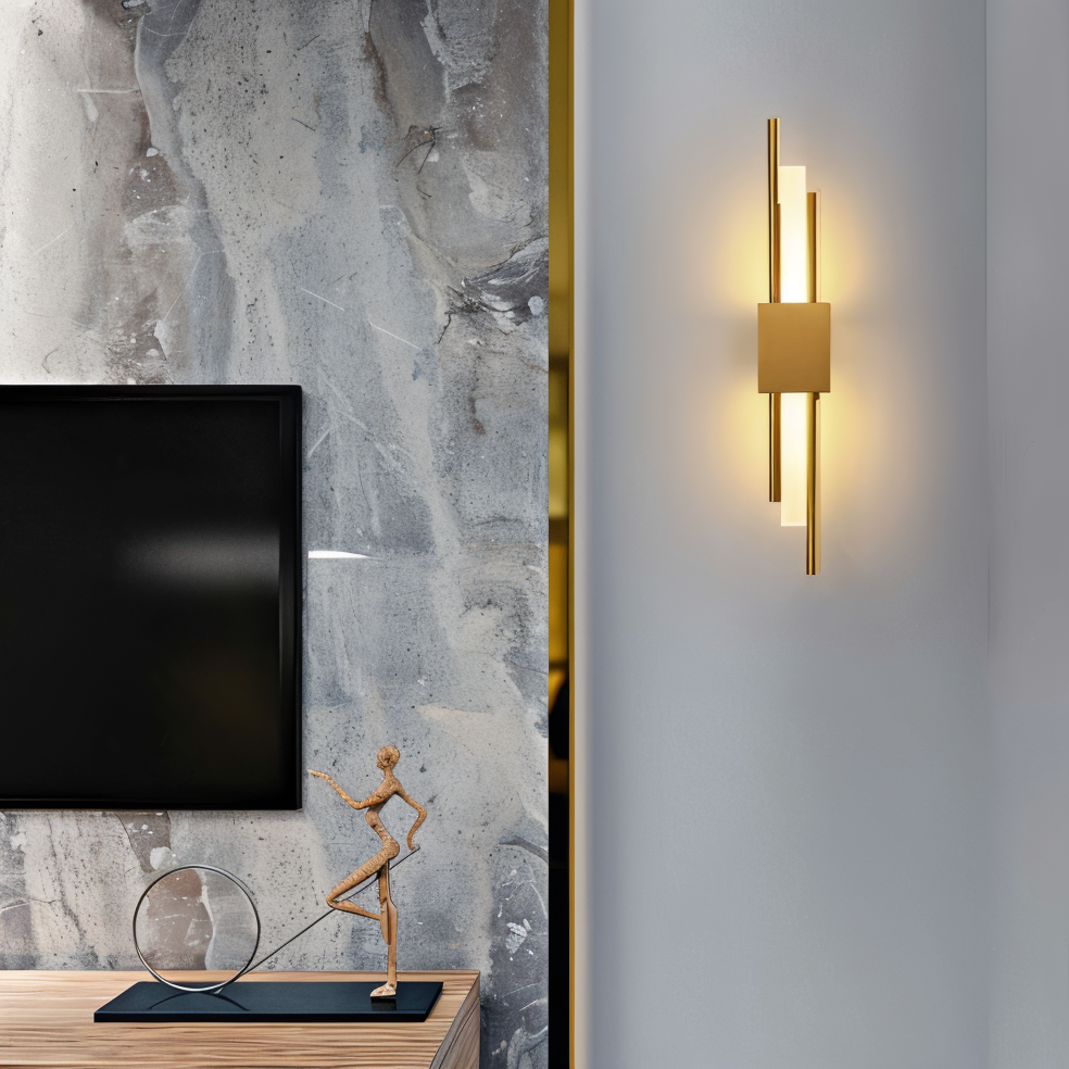 Guld/sort væglampe - Luksuriøst lineært design, justerbar varm/neutral/kold belysning