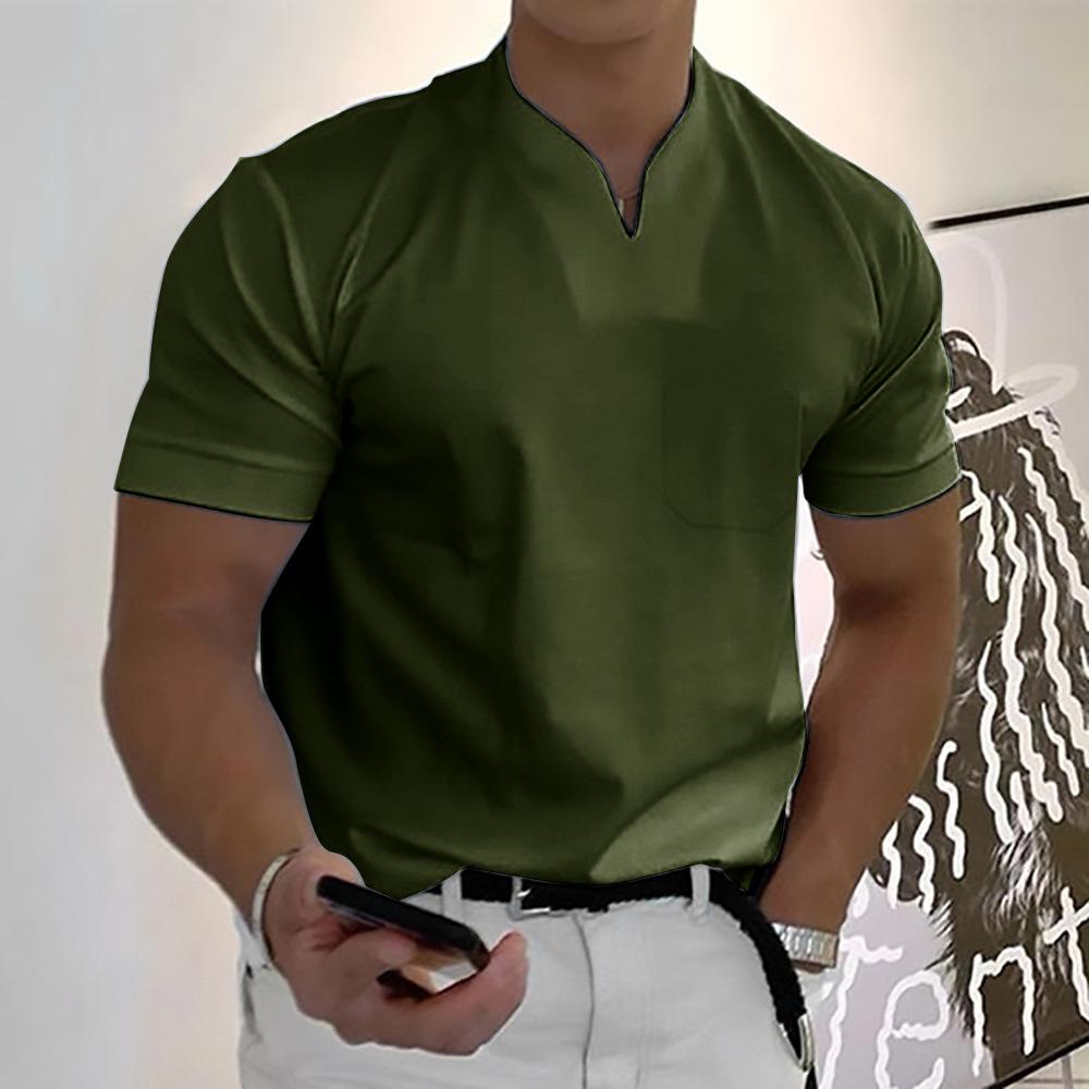 Herre T-shirt med kinakrave