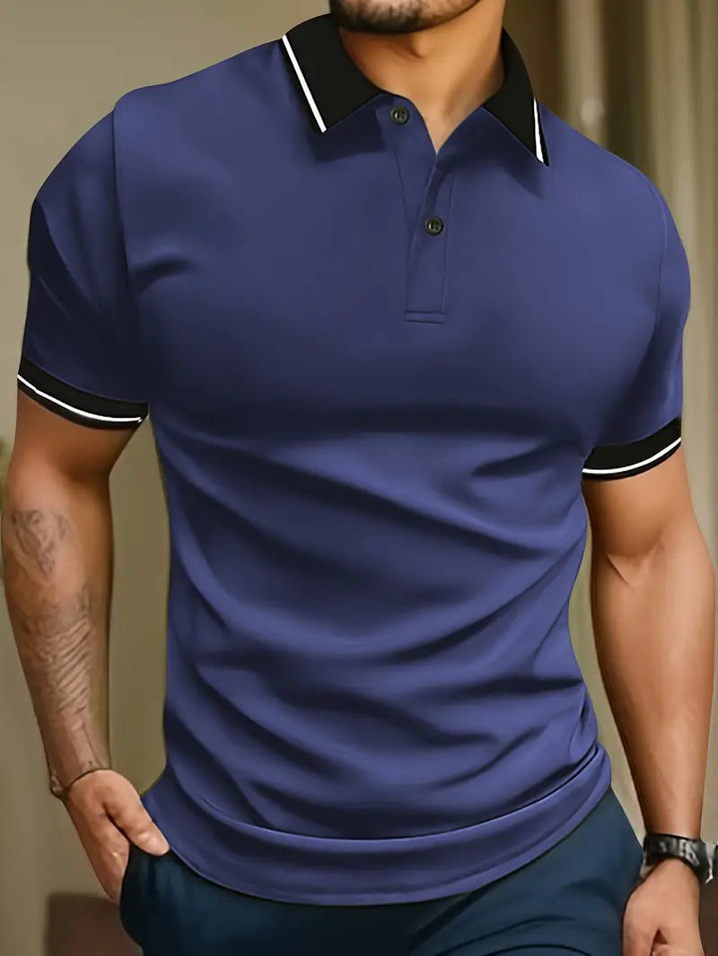 Herrepoloshirt med kontrasterende kanter