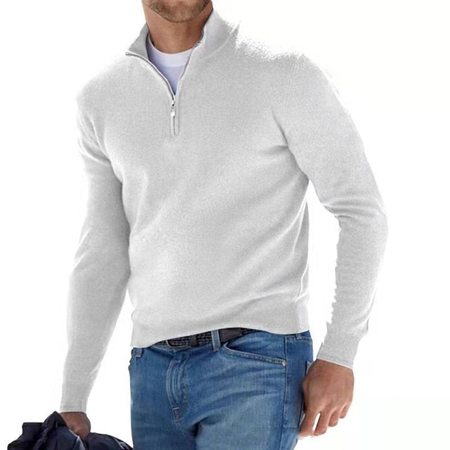 Herresweater med kort lynlås