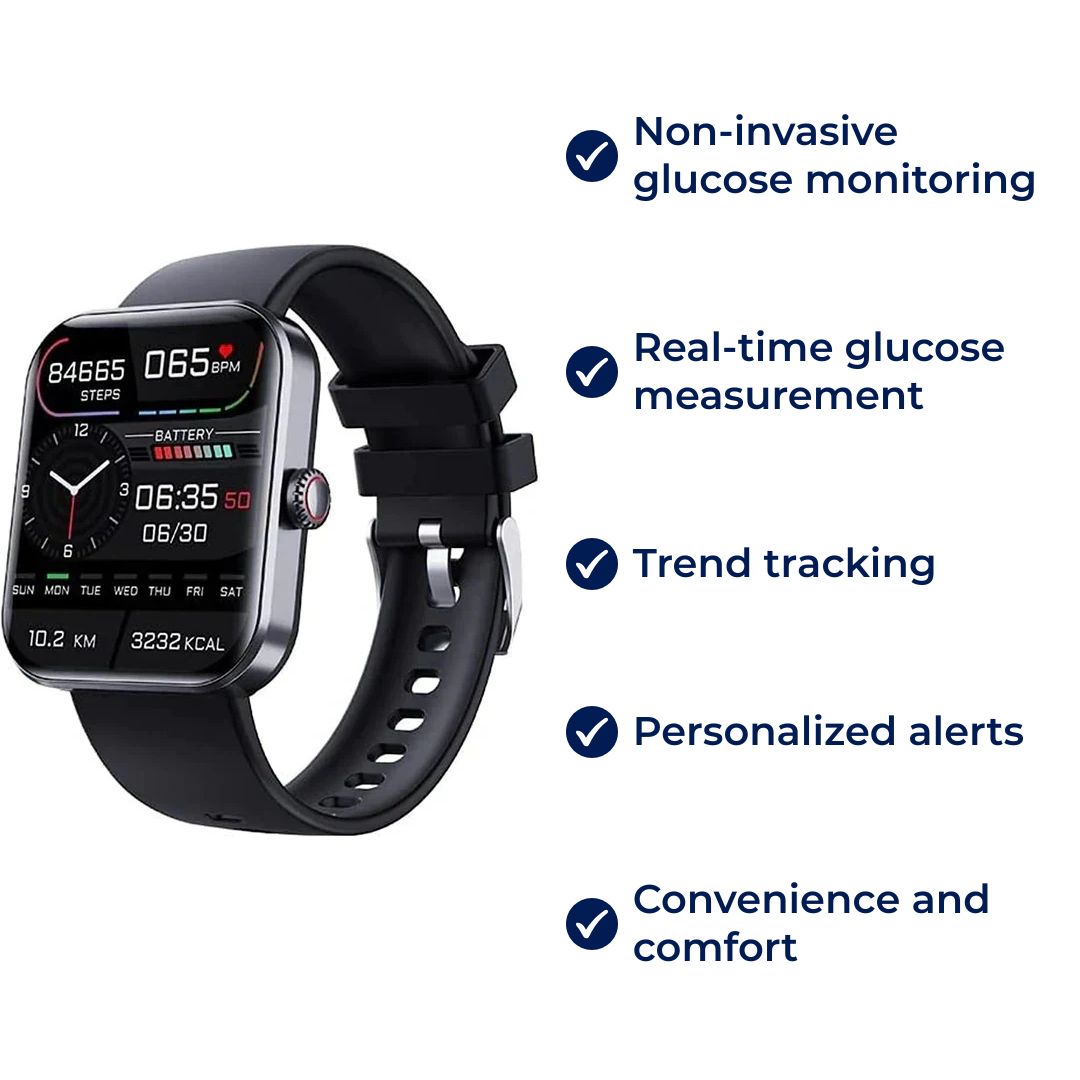 Ikke-invasivt smartwatch til blodsukker – overvågning i realtid, trendsporing og tilpassede advarsler