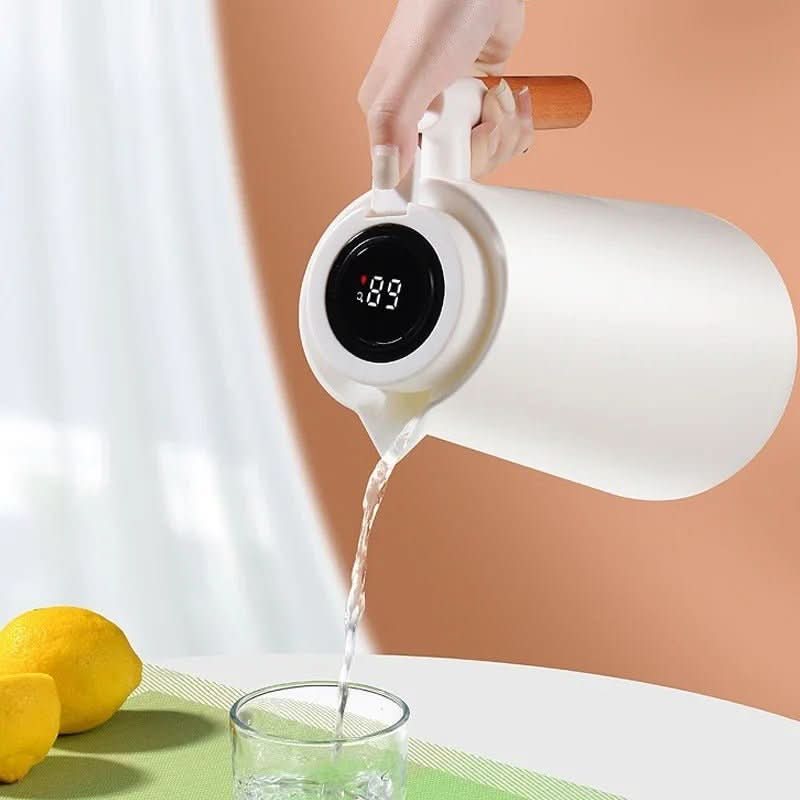 Isoleret termokande i rustfrit stål med termometer – elegant og funktionel 1 L