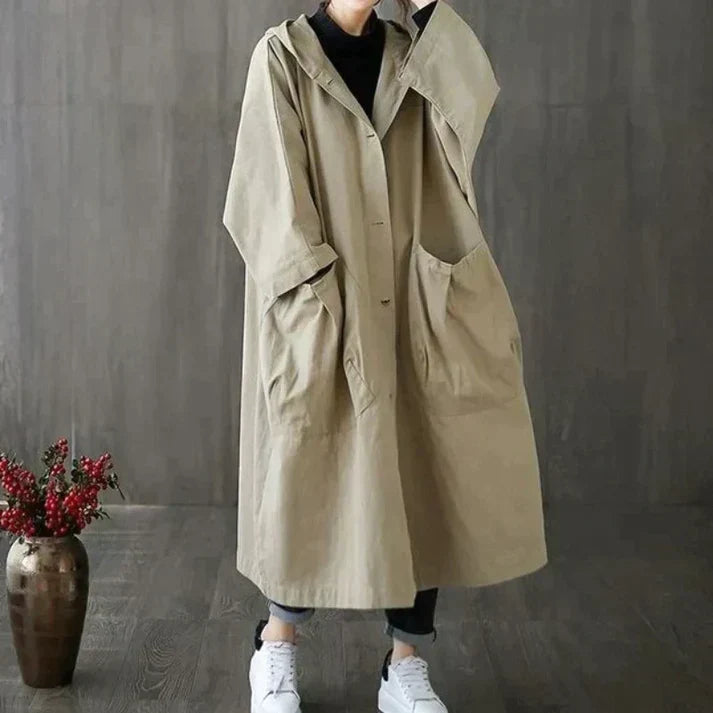 Klassisk oversized trenchcoat med bælte til kvinder