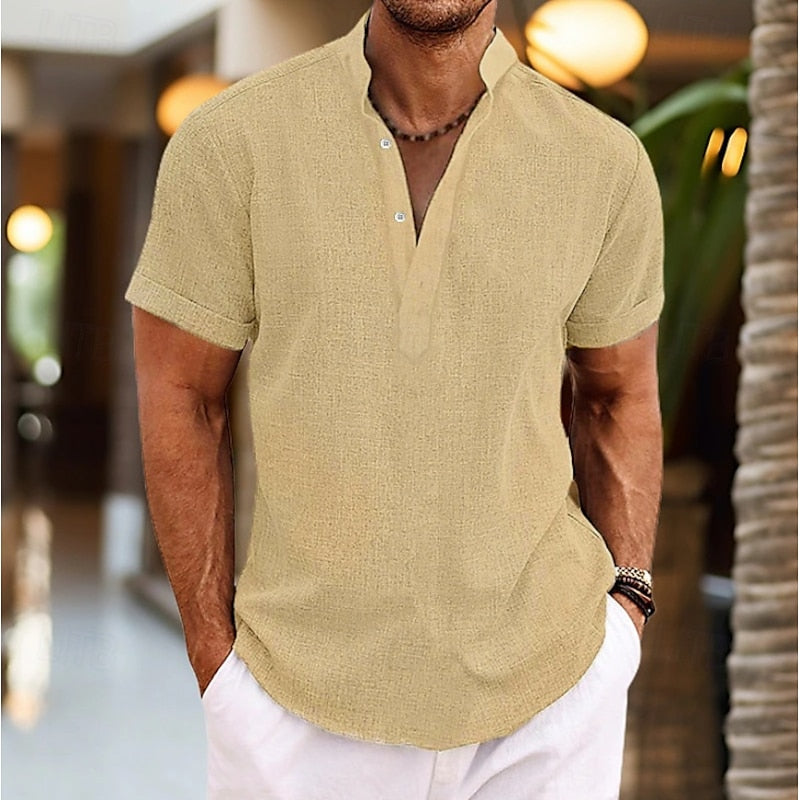 Kortærmet Henley-T-shirt til herrer
