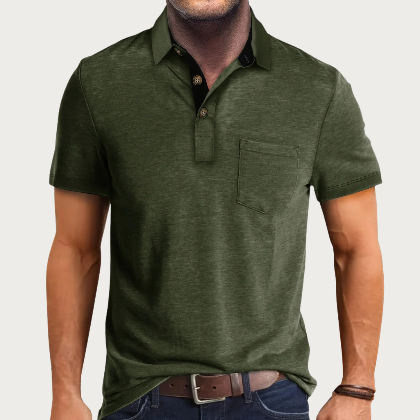 Kortærmet herrepoloshirt med brystlomme