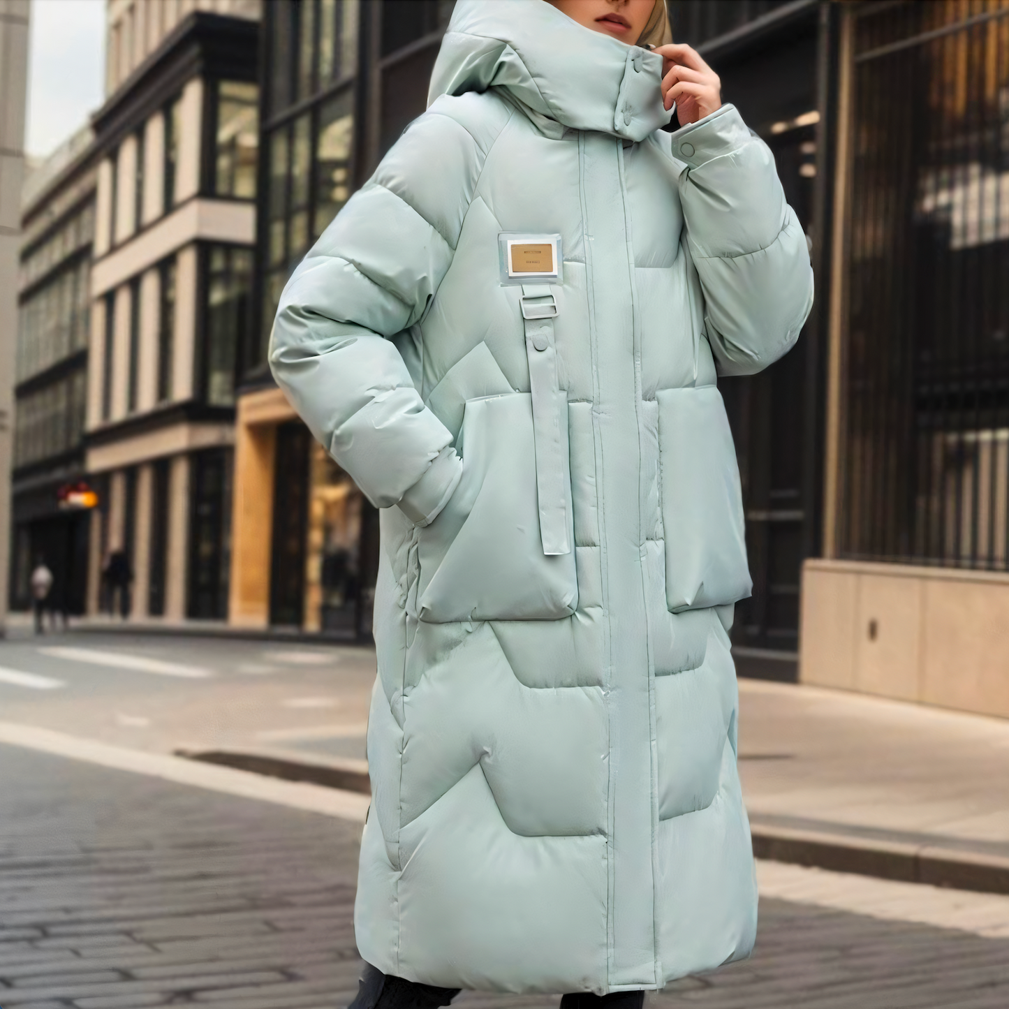 Lang oversized vatteret damefrakke