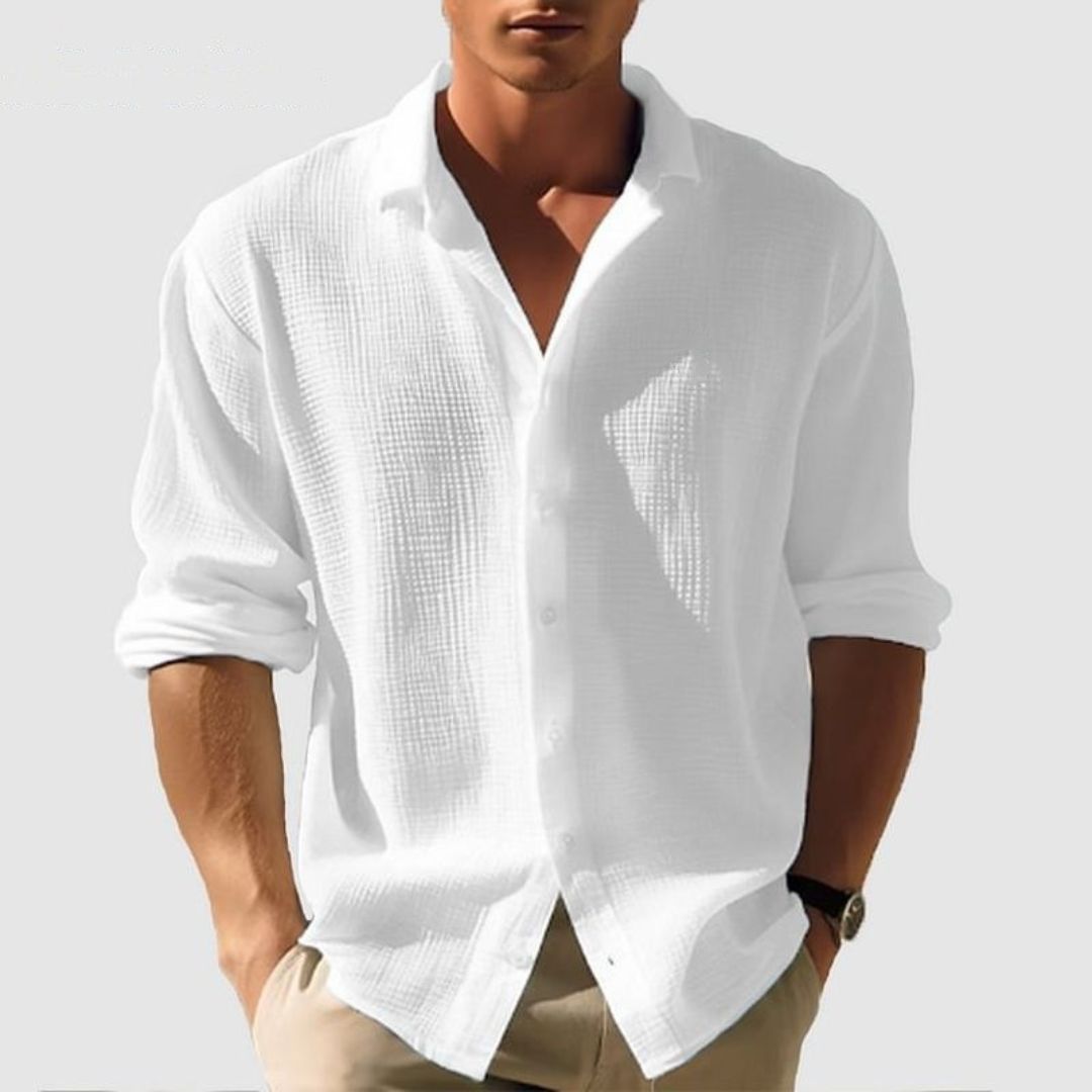 Langærmet button-down-skjorte til mænd