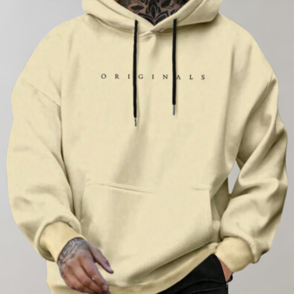 Langærmet pullover-hættetrøje til herrer