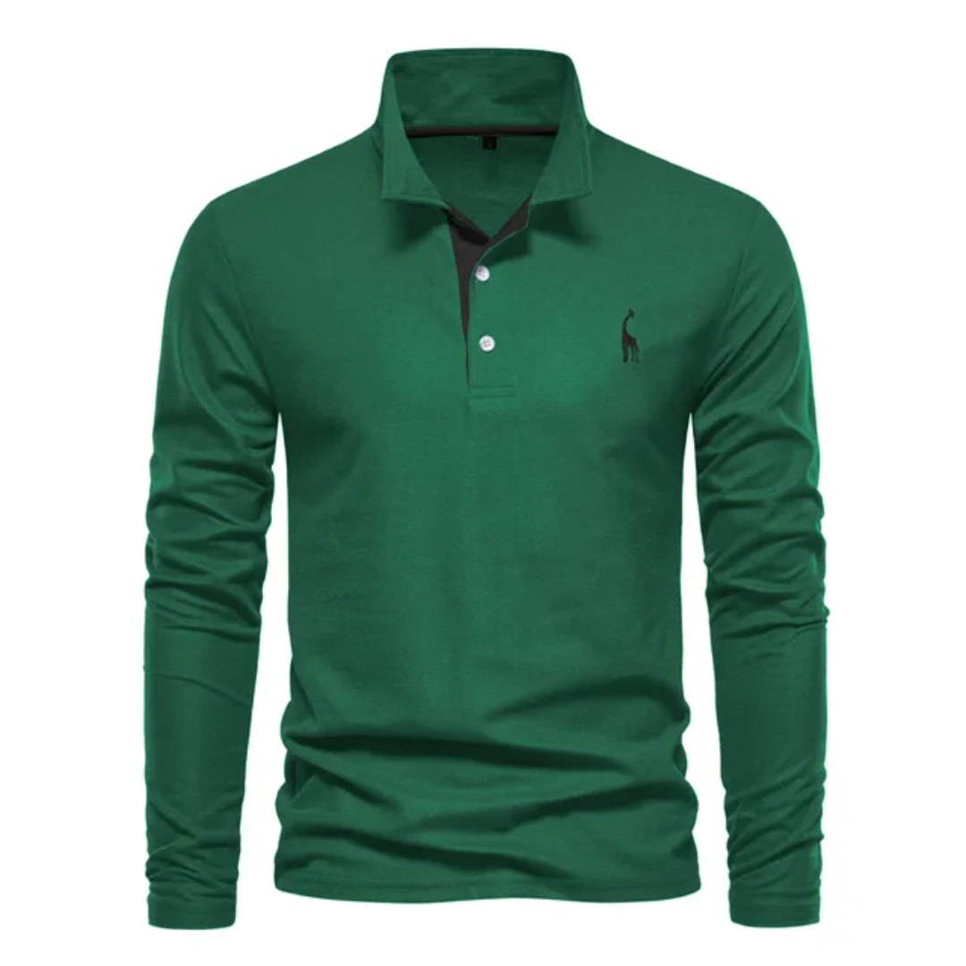 Langærmet slim fit poloshirt til mænd
