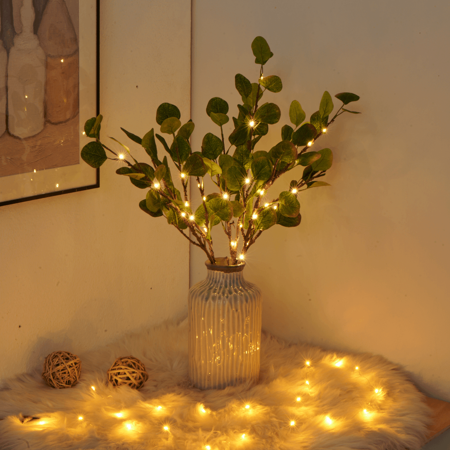 LED-olivengrenbelysning 70 cm | Varmt hvidt batteridrevet dekorationslys