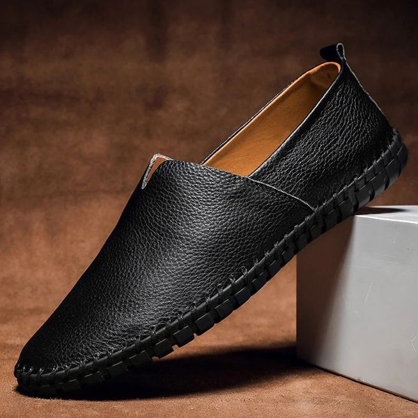 Loafers i imiteret læder til mænd - Slip-on-sko med moc toe