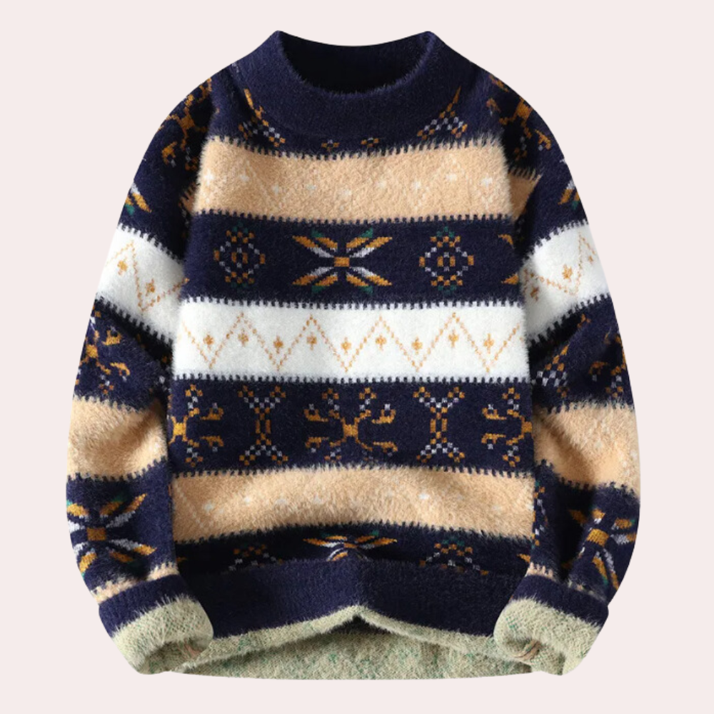 Mønstret crewneck-sweater til herrer
