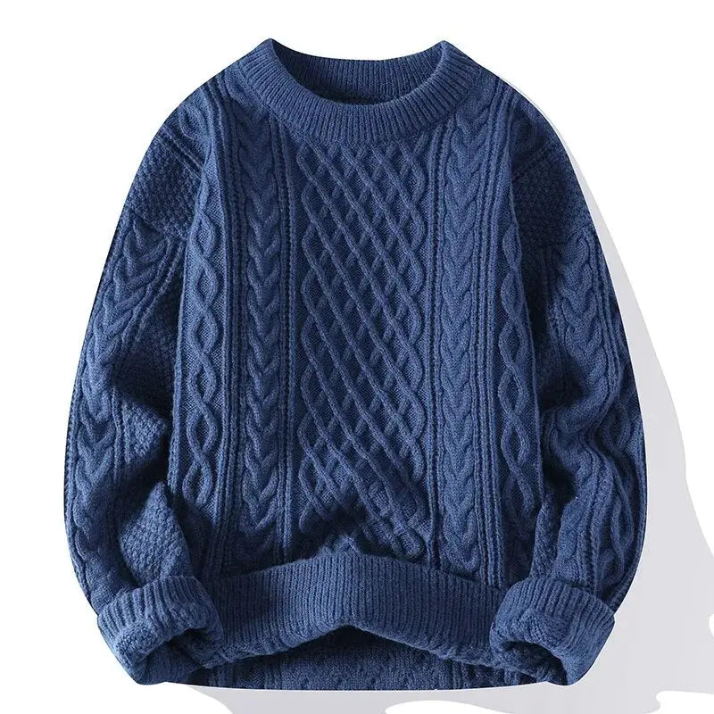 Mønstret herresweater med rund hals