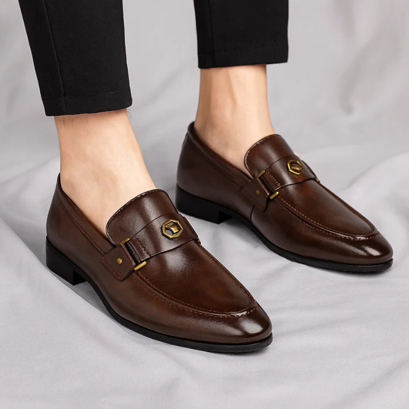 Ortopædiske herreloafers med spænde