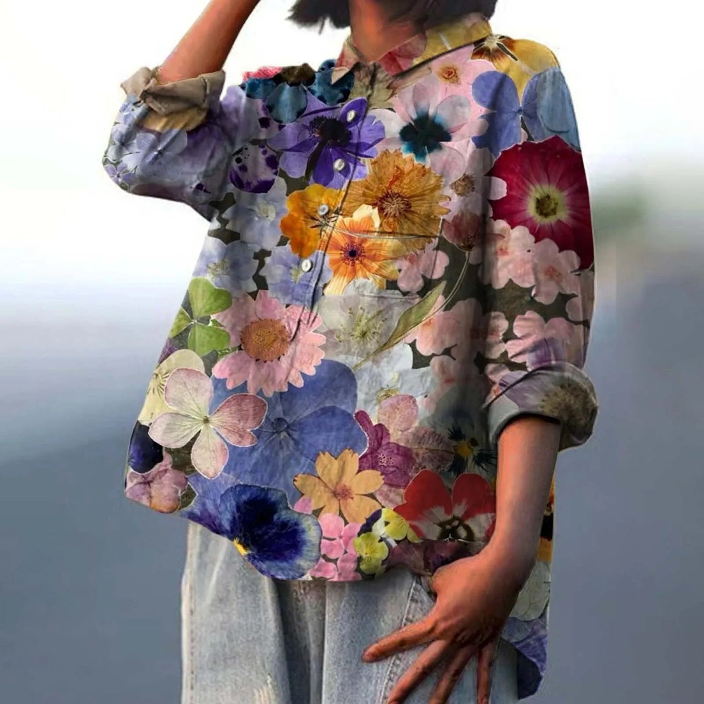 Oversized dameskjorte med knapper