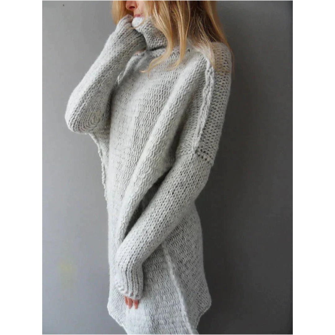 Oversized rullekrave-sweatertunika til damer