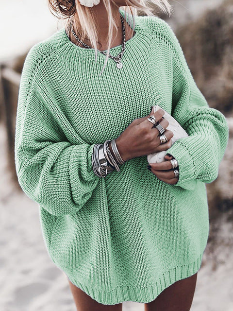 Oversized sweater med rund hals til damer