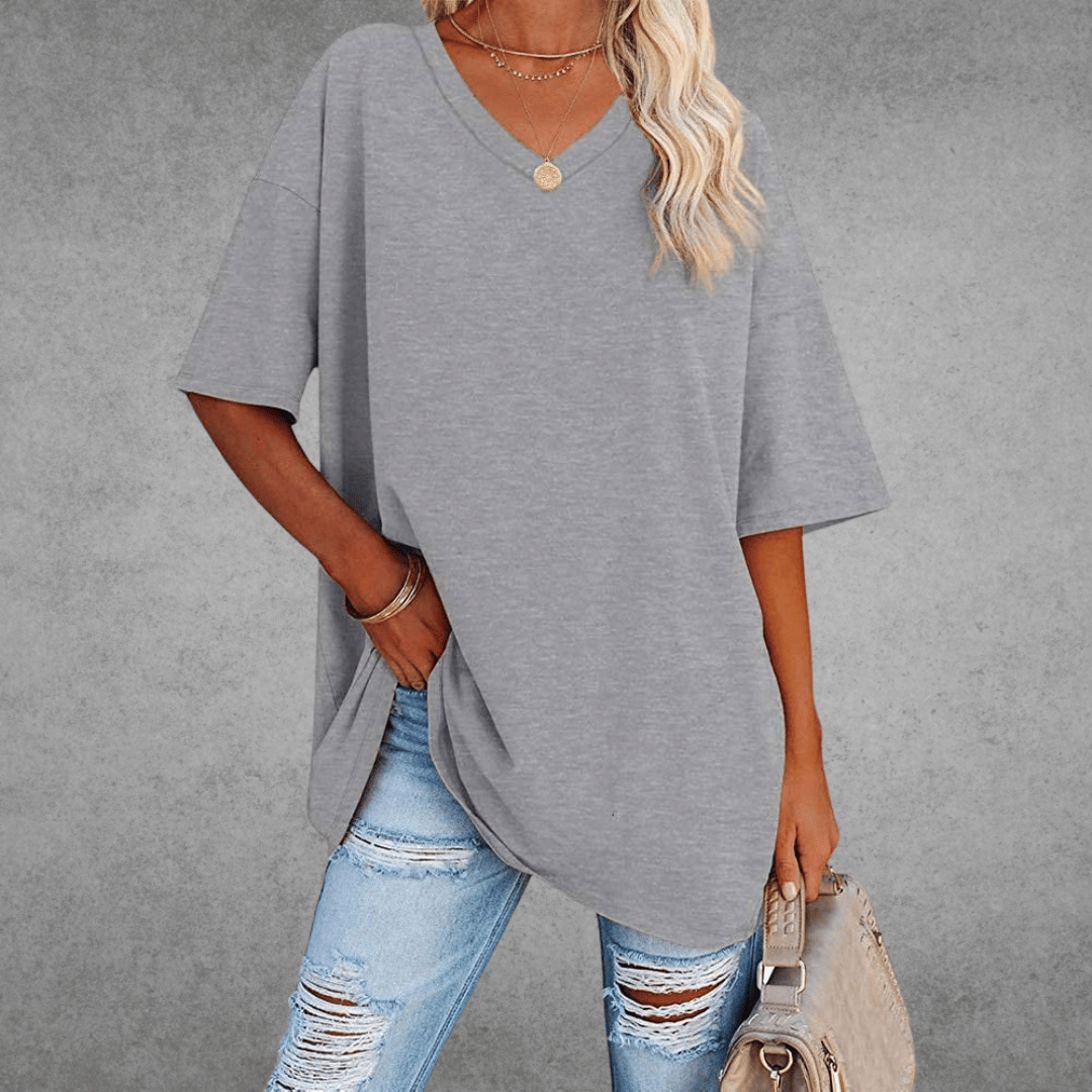 Oversized T-shirt med V-udskæring til damer