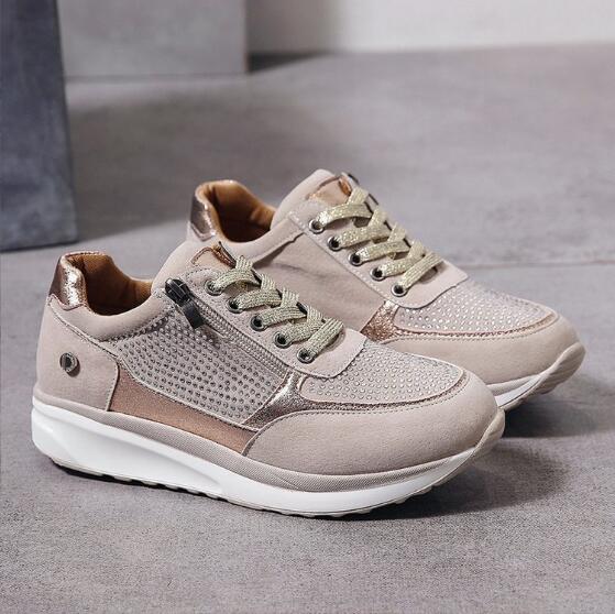 Platformsneakers med snørebånd til damer