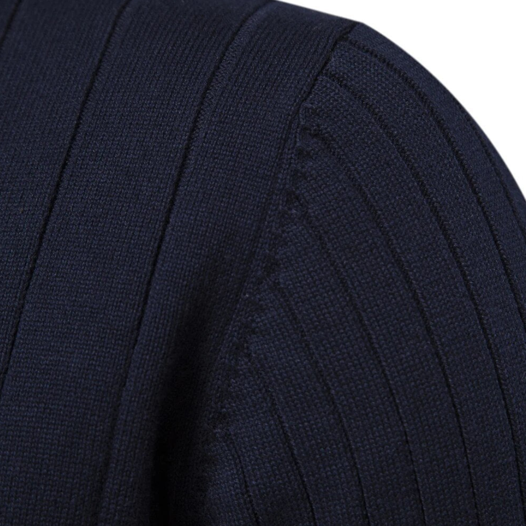 Ribstrikket half-zip herresweater