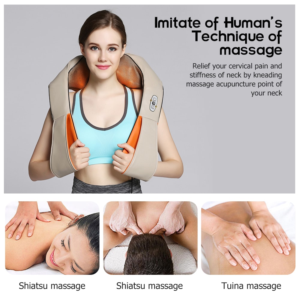 Shiatsu-massagepude med varme til nakke, skuldre og ryg (V2)