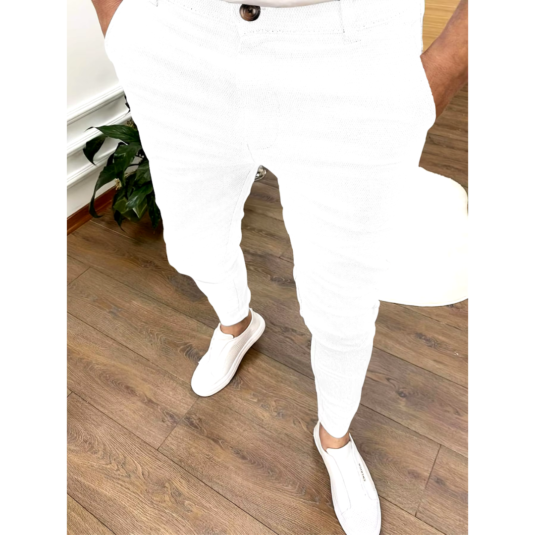 Slim fit habitbukser til mænd
