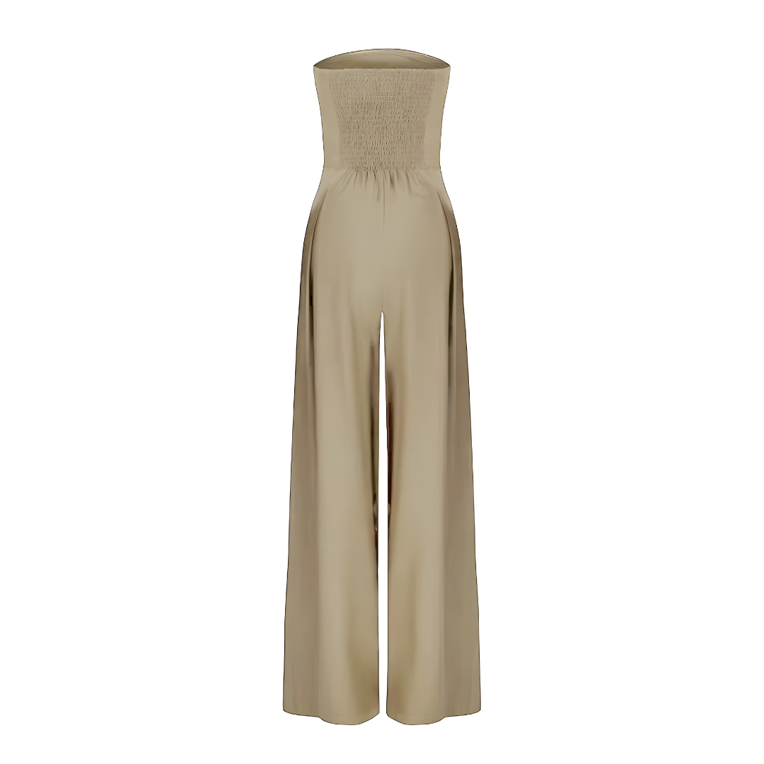 Stropløs damejumpsuit med brede ben
