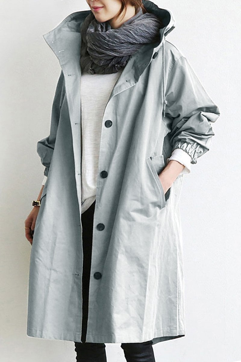 Vandtæt trenchcoat med hætte - Elegant og varm