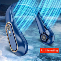 1 Stk. vingeløs nakkeventilator, bærbar USB-køleventilator med 5 hastigheder og digitalt display - superstærk teknologi og vingeløst design til udendørs brug