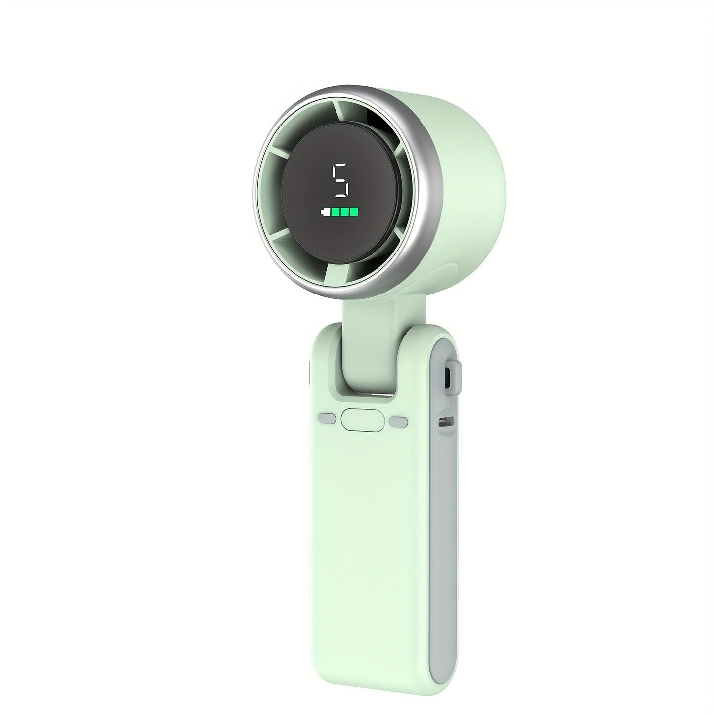 12-Timers turbo-håndventilator med LED-lys - Batteridrevet køleventilator med 5 hastigheder, 3-i-1 luftturboteknologi - Kompakt design til udendørs brug, rejser og daglig brug