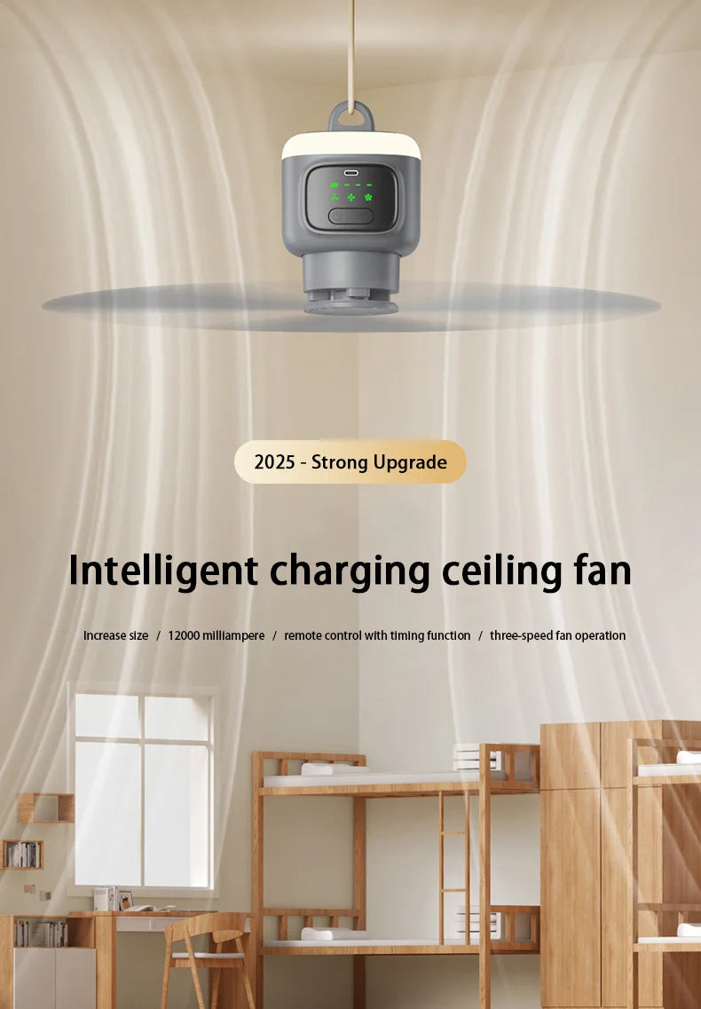 12000 MAh bærbar loft- og campingventilator – Udendørs luftcirkulator og køleventilator til telt